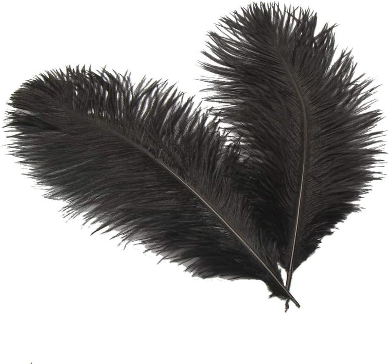 Sowder 10-12inch(25-30cm) Ostrich Feathers Plume for Wedding Centerpieces Home Decoration Pack of 10pcs(Black) - Image 1