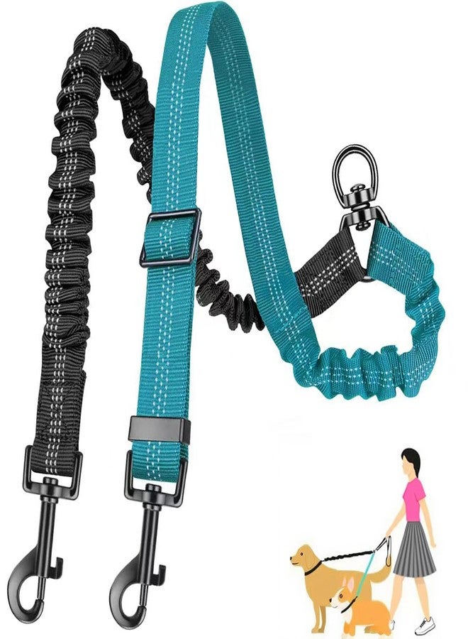 AKEISHE Double Leash for Two Dogs, 2-in-1 No Tangle Design with Bungee Shock Absorber & Adjustable Strap for Walking, Running, Training (Blue) - Image 1
