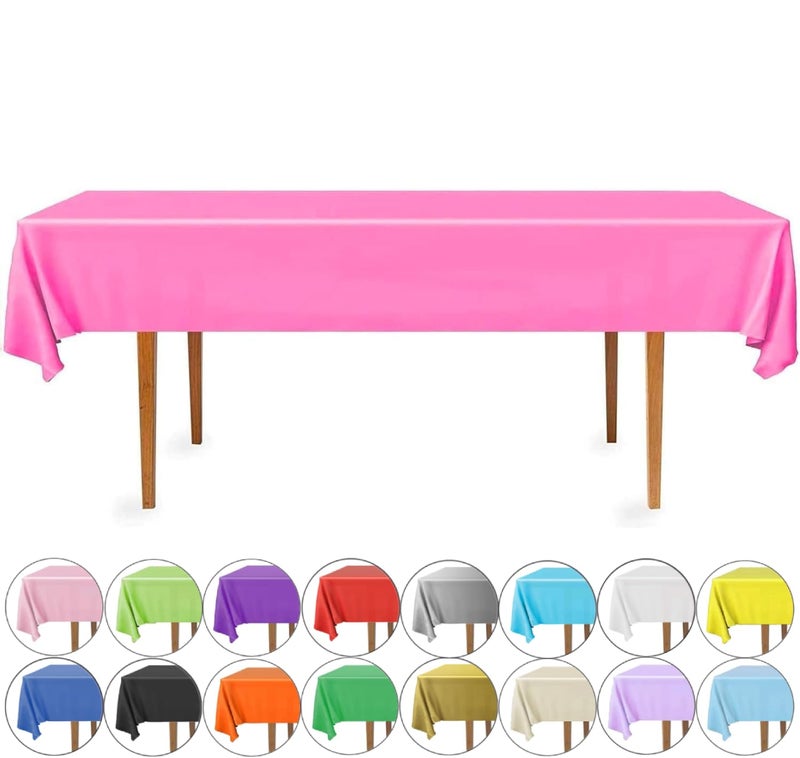 DecorRack 6 Pack Rectangular Tablecloths -BPA- Free Plastic  54 x 108 inch  Dining Table cover cloth  Fuchsia Pink (6 Pack)