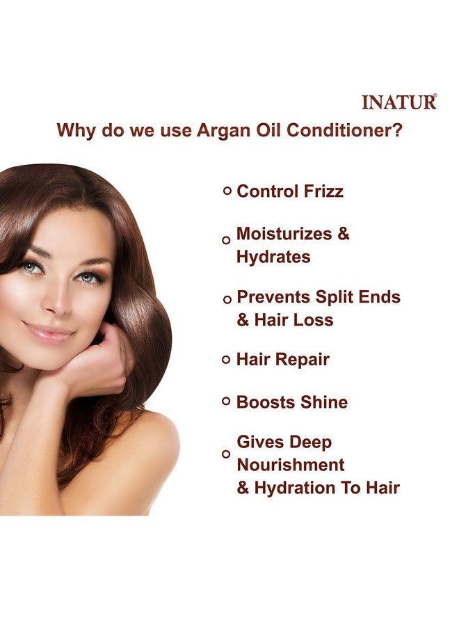 INATUR Argan Oil Hair Conditioner - Deep Conditioning, Nourishing, Repairing, Boost Shine, Controls Frizz, And Sulfate-Free - 200Ml  - Image 3