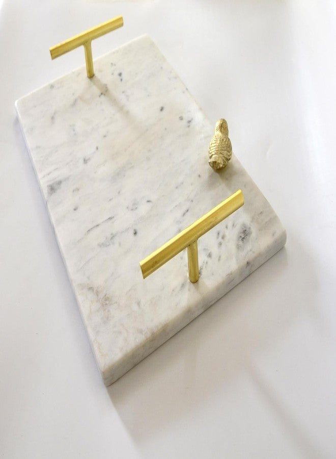 DECORAGE White Marble Serving Tray with Gold Handles - Elegant Decorative Tray for Kitchen, Dining, and Home Décor - Premium Handcrafted Luxury Tray for Parties & Gifting - Image 4