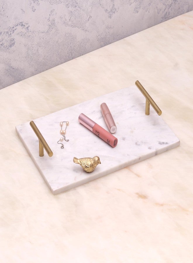 DECORAGE White Marble Serving Tray with Gold Handles - Elegant Decorative Tray for Kitchen, Dining, and Home Décor - Premium Handcrafted Luxury Tray for Parties & Gifting - Image 2