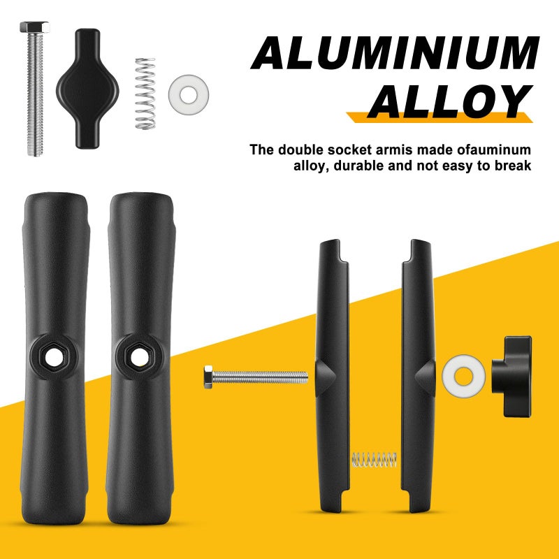 fccairms Metal Double Socket Arm Compatible RAM Mount Arm, 1" Double Ball Adapter, 360Â° Rotation, Extension Rod for Phone Holder, for Bike, Motorcycle, Truck. (Short) - Image 3