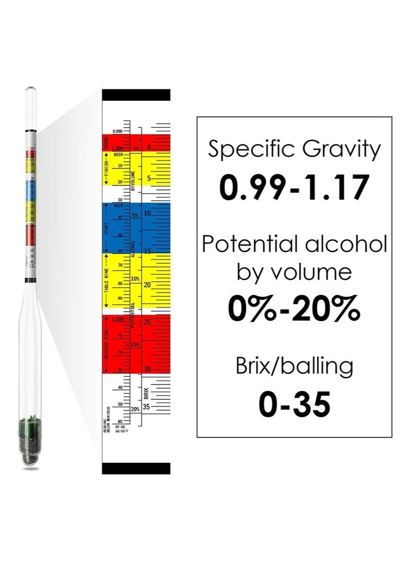 ايكانبو مقياس كثافة السوائل وبرطمان اختبار نسبة الكحول للتخمير المنزلي والكومبوتشا، بما في ذلك فرشاة تنظيف أسطوانية بلاستيكية سعة 250 مل، وقطعة قماش تنظيف، وحقيبة تخزين، ولوازم التخمير المنزلي - Image 5