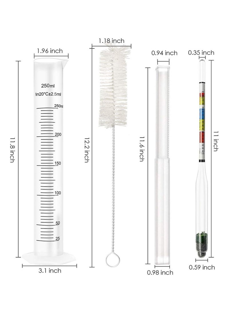 ايكانبو مقياس كثافة السوائل وبرطمان اختبار نسبة الكحول للتخمير المنزلي والكومبوتشا، بما في ذلك فرشاة تنظيف أسطوانية بلاستيكية سعة 250 مل، وقطعة قماش تنظيف، وحقيبة تخزين، ولوازم التخمير المنزلي - Image 4