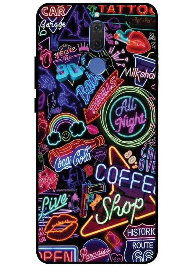 EYE CATCH Protective Case Cover For Huawei Mate 10 Lite Neon Logos Multicolor - Image 1