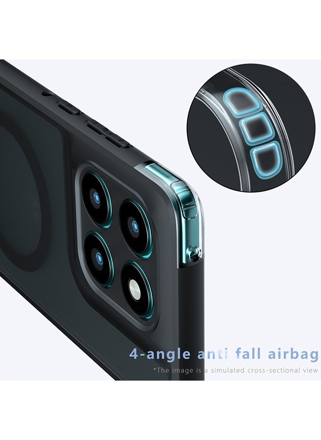 Magnetic Case for Motorola Edge 60 Fusion 5G, Frosted Translucent Back Protective Slim Phone Cover, Anti-Fingerprints, Anti-Fall Drop Protection, Shockproof Case for Motorola Edge 60 Fusion 5G (Black)