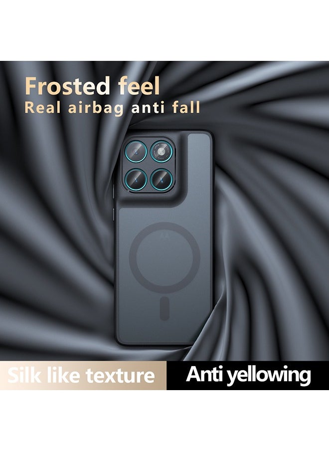 Magnetic Case for Motorola Edge 60 Fusion 5G, Frosted Translucent Back Protective Slim Phone Cover, Anti-Fingerprints, Anti-Fall Drop Protection, Shockproof Case for Motorola Edge 60 Fusion 5G (Black)