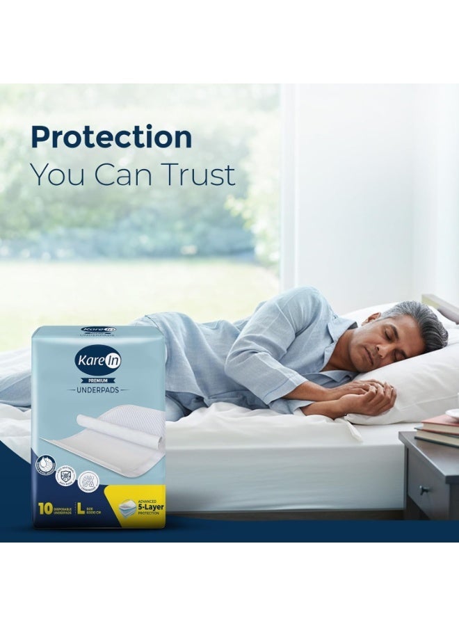 KareIn Premium Underpads For Adults, Large 60 x 90 cm, 80 Unit, Highly Absorbent, Anti-Bacterial, Rash Protection, Leak Proof, Protects Surfaces from Incontinence, Odor Control, Super Soft - Image 2