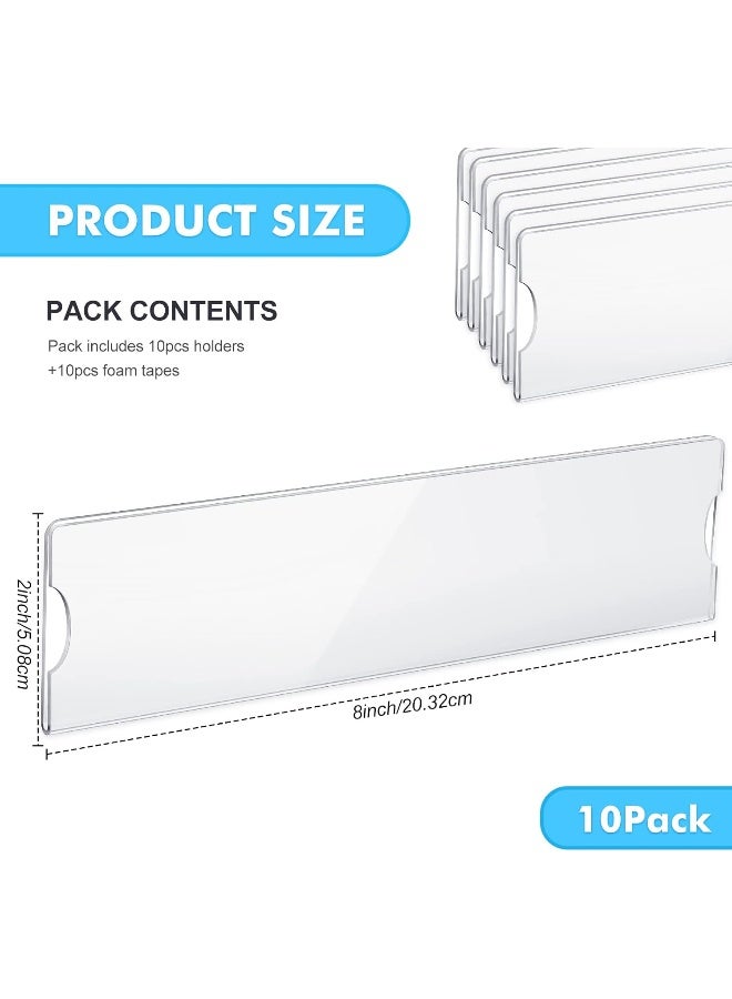 TPGP حامل لوحة اسم أكريليك شفاف إطار علامة بلاستيكية مع شريط لاصق 2 × 8 بوصة لوحات أفقية للجدران لعرض لوحات الأسماء في المكتب والباب والصف الدراسي في المنزل - Image 2
