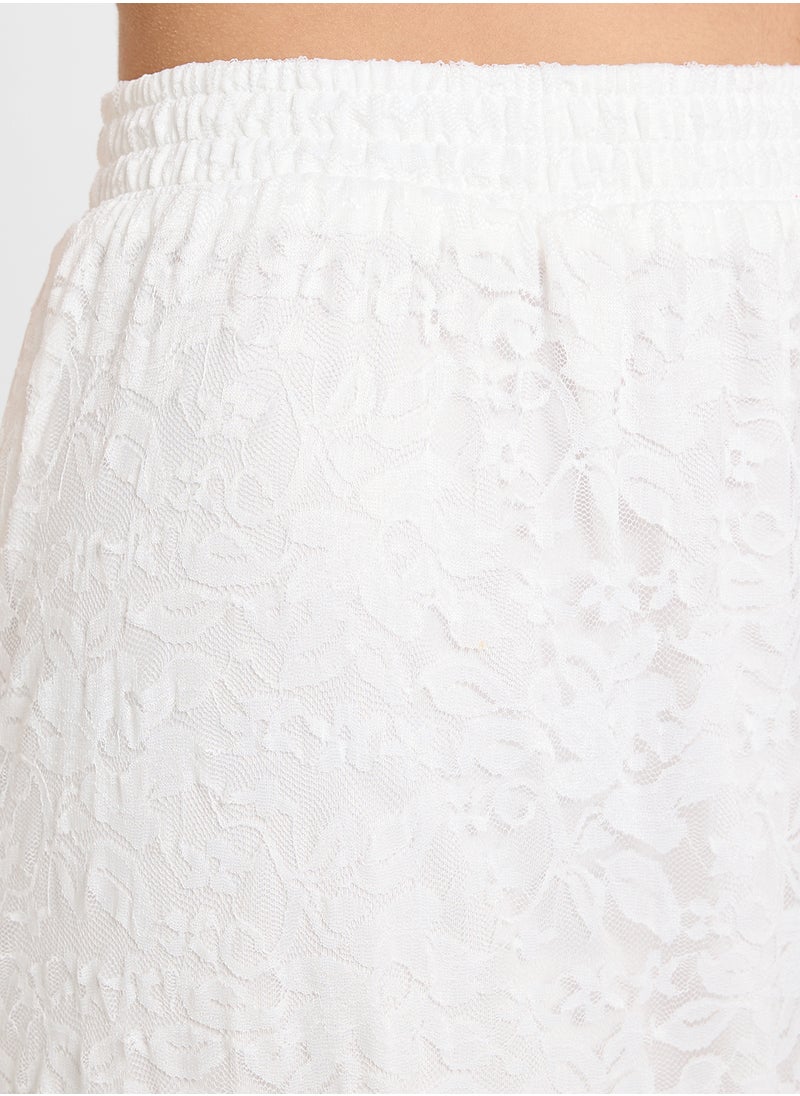 Ginger Sheer Dobby Lace Mix Panel Tiered Maxi Skirt  - Image 3