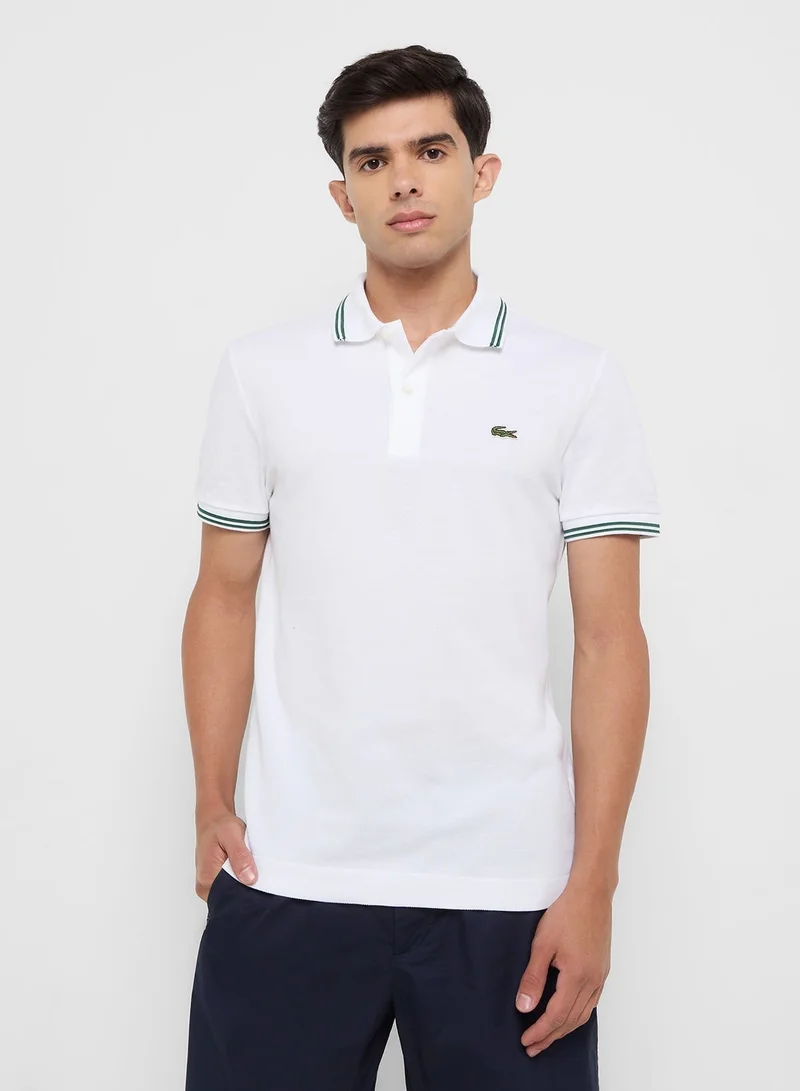 LACOSTE Regular Fit  Stripe Collar Piqué Polo