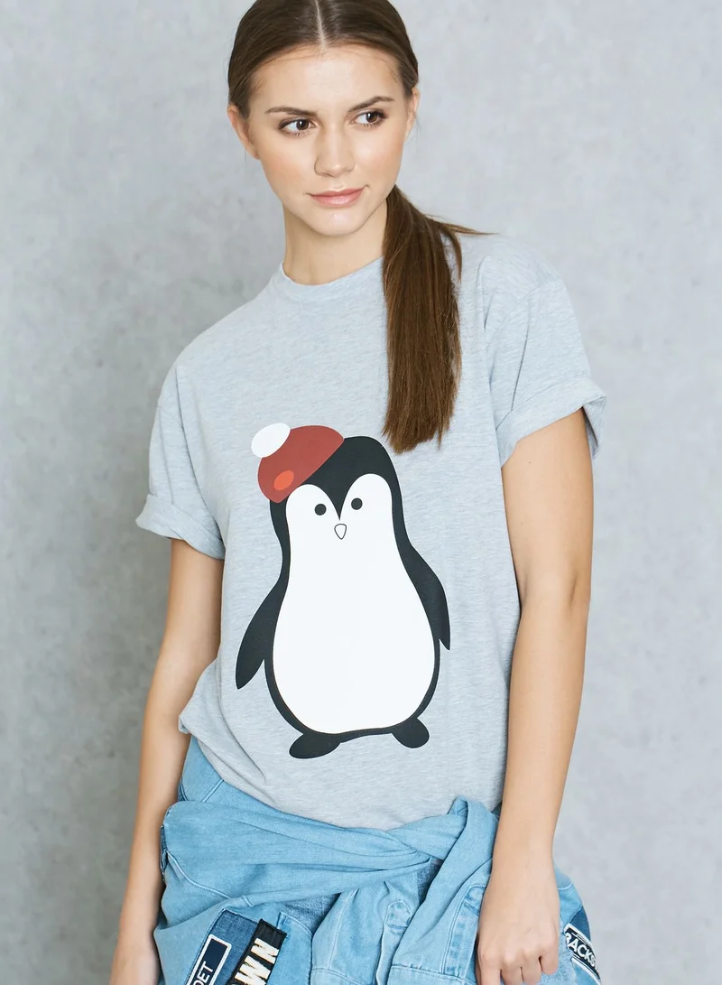 Ginger Penguin Print T-Shirt