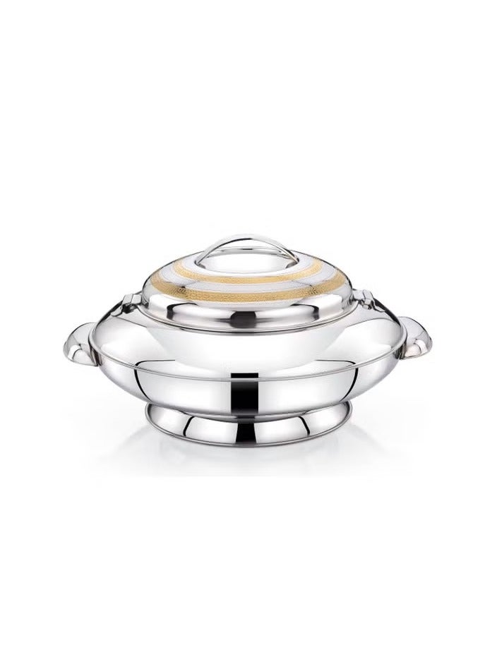 Homemaker Yaris Hotpot 2500ml – Premium Stainless Steel Casserole with Unique Locking Lid, Gold Etching & Silver Finish – Superior Heat Retention – Dishwasher Safe - Image 1