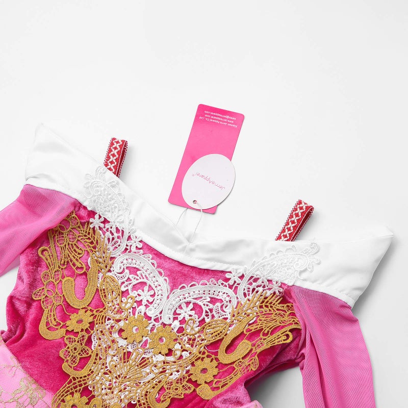 JerrisApparel Girls Pink Princess Costume Halloween Cosplay Party Dress up (Pink with Accessories, 5) - Image 4