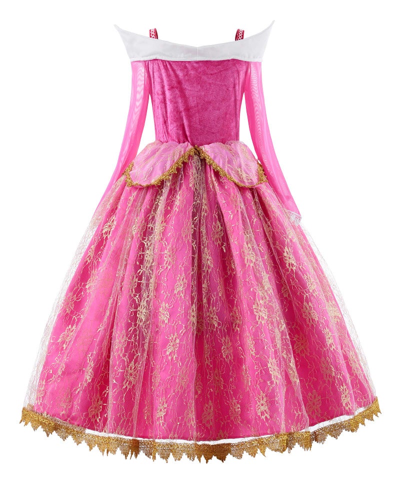 JerrisApparel Girls Pink Princess Costume Halloween Cosplay Party Dress up (Pink with Accessories, 5) - Image 3