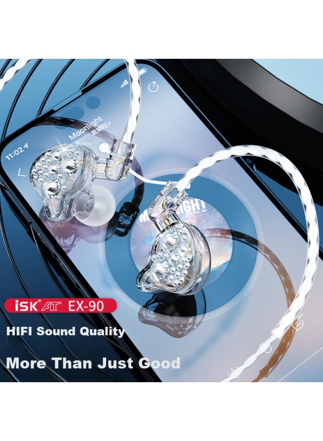 Isk Ex90 Monitoring Headphones For Tiktok And Kuaishou Singing, In-ear Monitoring Headphones For Performances, Outdoor Gaming, Stereo Over-ear Headphones With Neckband, Silver Color, One To One - Image 3
