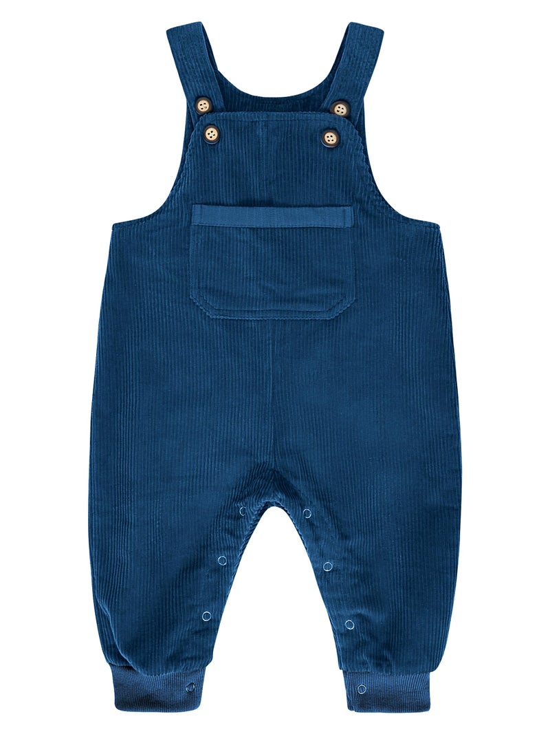 Volunboy Baby Boys Corduroy Overalls Kids Bib Pants Suspender Trousers Toddler Strap Jumpsuit Bottom Outfit (Blue&pocket, 18-24 Months) - Image 1