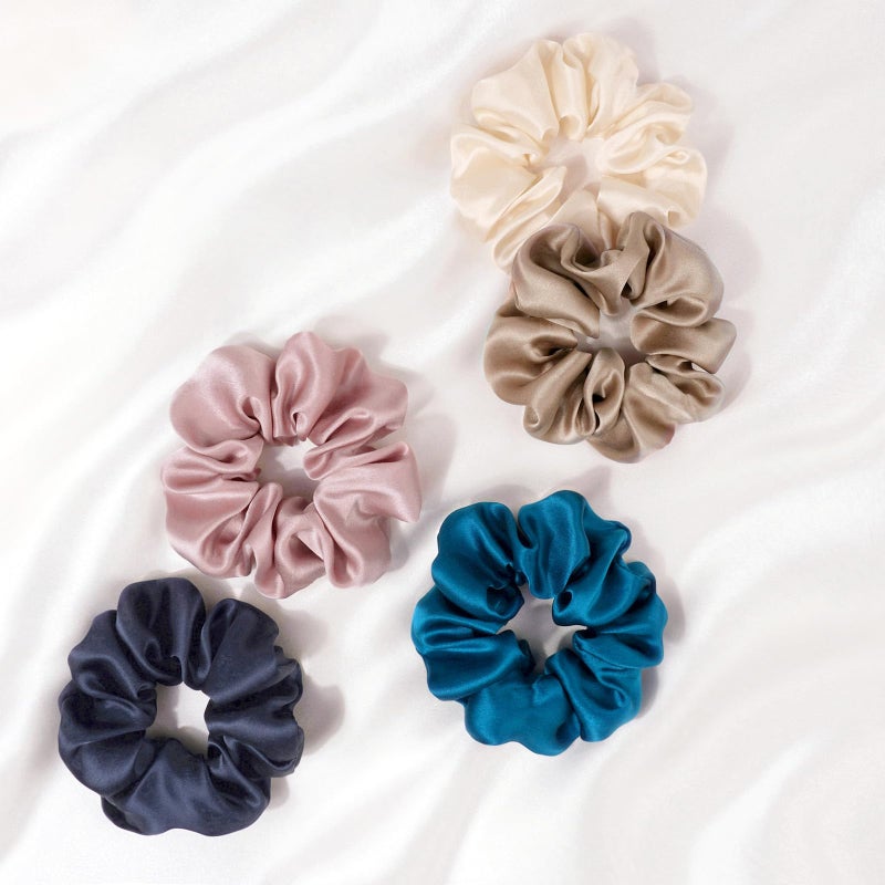 Zenssia Silk Scrunchies for Hair, Mulberry Silk Hair Ties for Women and Girls, No Damage Elastic Ponytail Holdersï¼ˆCoffee, 3 Packï¼‰ - Image 5
