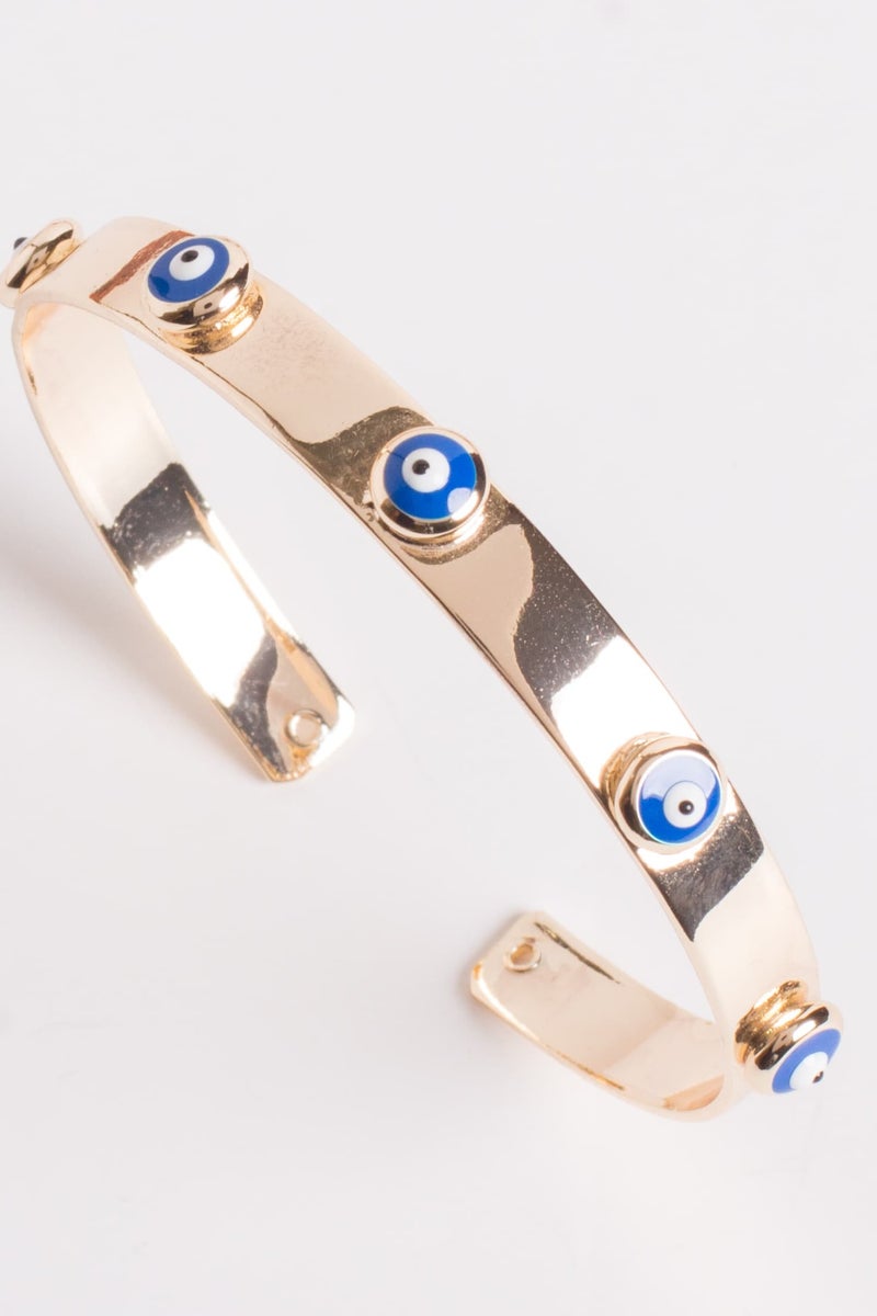 Sosha Elegance Plain Evil eye studded golden kada , evil eye bangle , bracelet - Image 1