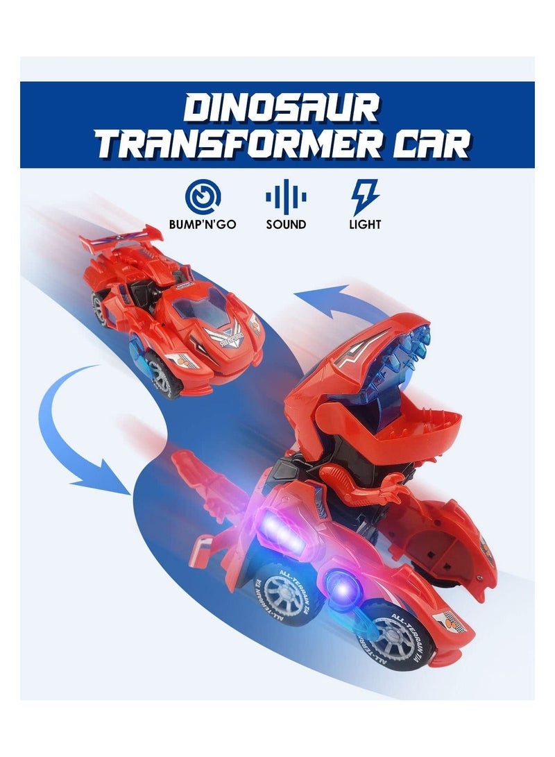 KASTWAVE Transforming Dinosaur Car Toys, Sound and LED Transforming Dinosaur Car, 2 in 1 Automatic Dinosaur Transform Car Toy, Dinosaur Transformer Toy for 3 to 7 Year Old Kids - Image 3