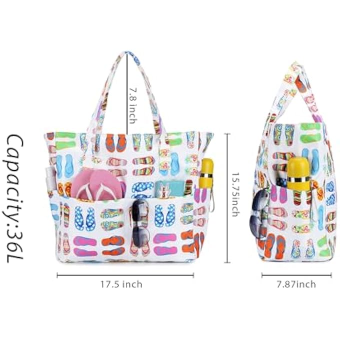 rayihni womens Beach Tote Pool Bag Beach Tote Pool Bag - Image 3