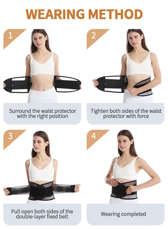 Back Brace Lumbar Support Belt for Lower Back Pain Relief, Breathable Back Support Belt with 4 Metal Support Stays for Heavy Lifting, Work and Exercise, Men and Women, L