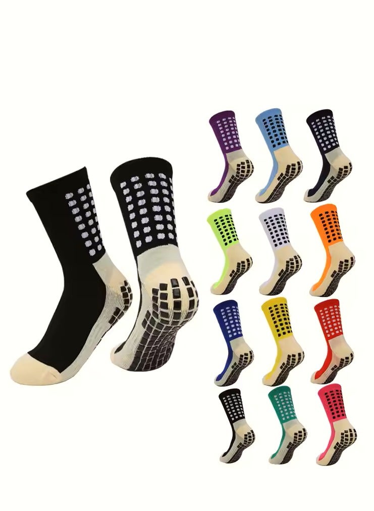 Perfectory Anti-Slip Sports Socks, Athletic Grip Socks for Football Soccer Running Basketball- Blue  - Image 3