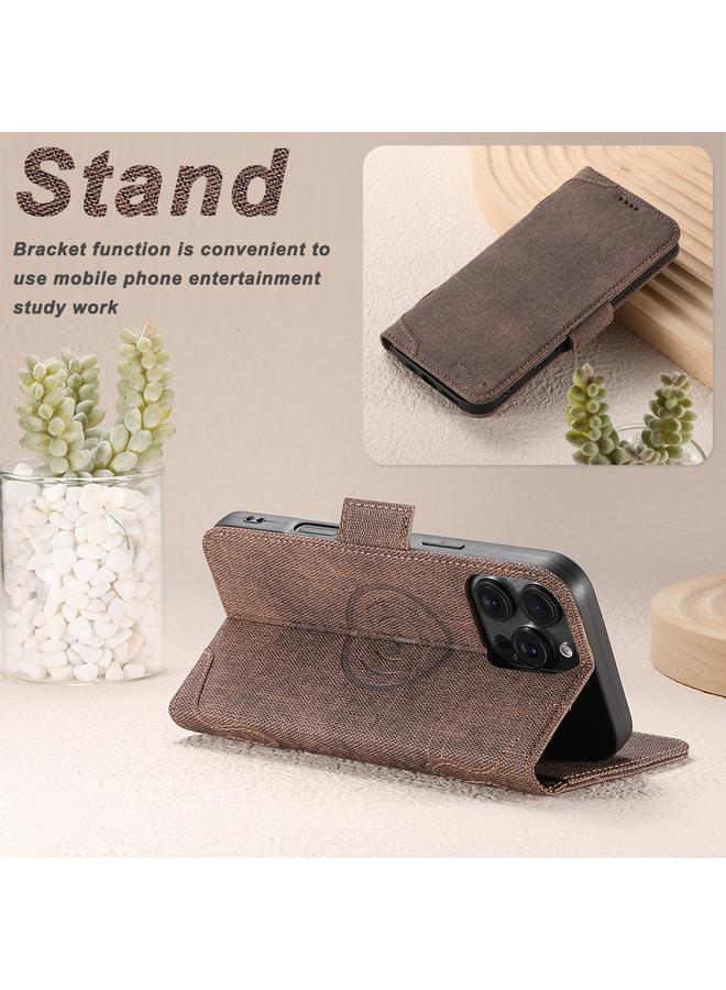 Suteni Case For iPhone 14 Pro Max J07 Multi-functional Horizontal MagSafe Denim Leather Phone Case - Image 4
