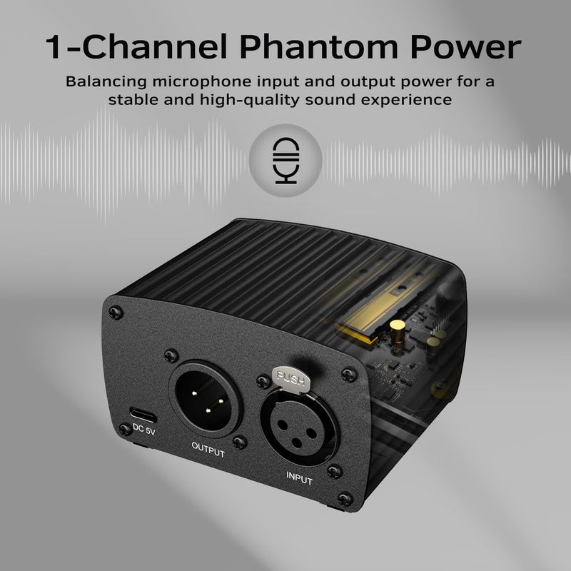 FIFINE 48V Phantom Power with Output/Input, Power Supply for Condenser Microphone, Recording Equipment-PM48 - Image 2