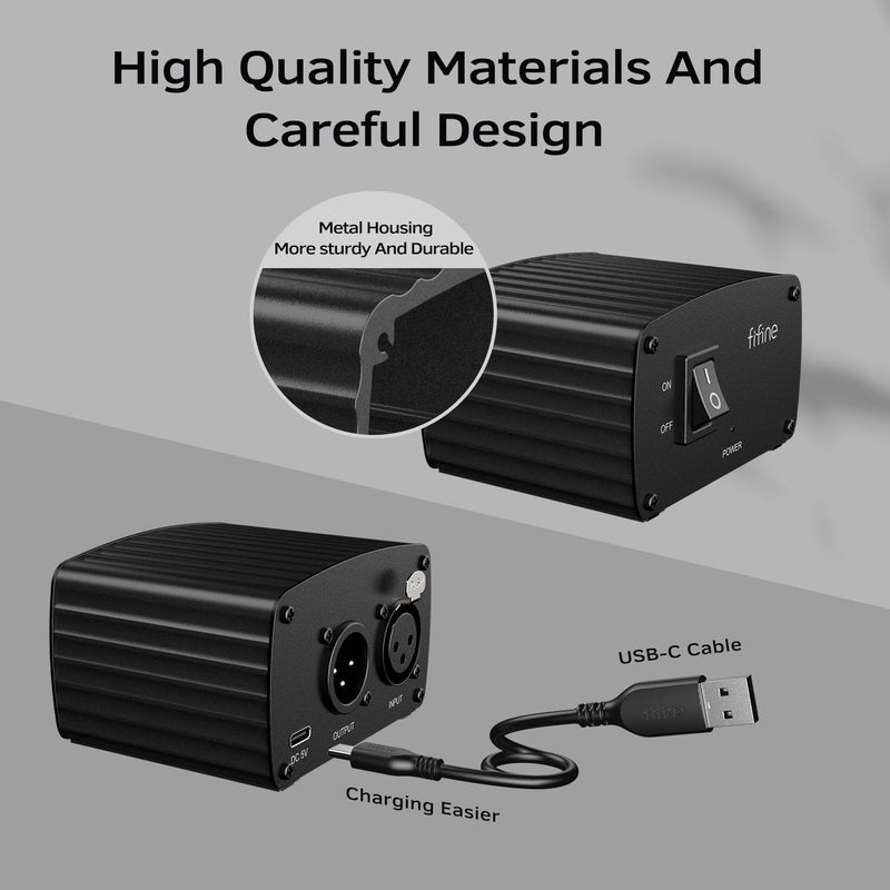 FIFINE 48V Phantom Power with Output/Input, Power Supply for Condenser Microphone, Recording Equipment-PM48 - Image 3