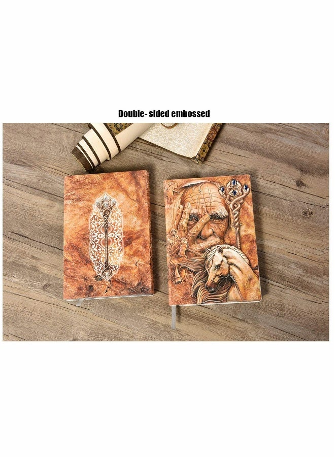 Vintage Notebook Journal a5 Lined, Hardback Leather Notebook Embossed Handmade Travel Diary, 200 Ruled s Birthday Gift for Women Men Friend Kid Boy Girl, Colorful - Image 4