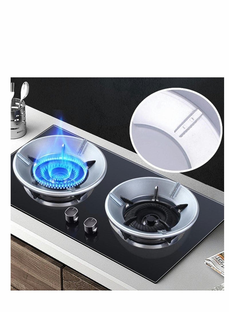 Barakah غطاء موقد الغاز لجمع النار توفير الطاقة قاعدة دائرية حامل مقلاة مقاوم للرياح دعم مقلاة قاعدة للموقد الغازي موقد النار وعاء سطح الطهي أربعة ثقوب (2 قطع) - Image 1