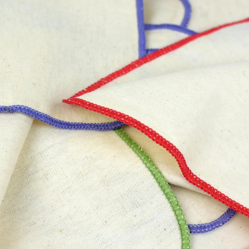 OsoCozy Flannel Cloth Baby Wipes - Reusable and Washable Saves Money - 15 Pack Unbleached/Natural 100% Cotton - Soft and Durable - Colorful Outer Stitching - 8 x 8 inches each. - Image 5