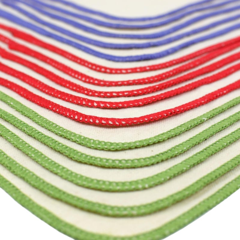 OsoCozy Flannel Cloth Baby Wipes - Reusable and Washable Saves Money - 15 Pack Unbleached/Natural 100% Cotton - Soft and Durable - Colorful Outer Stitching - 8 x 8 inches each. - Image 3