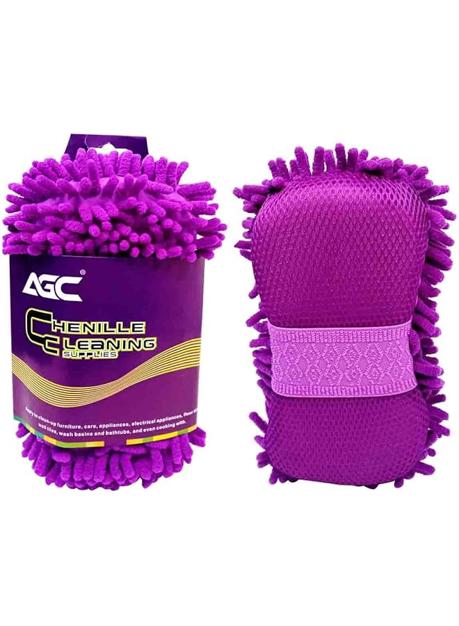 Generic Multifunctional Car Wash Sponge Car Cleaning Gloves Violet Agc 1Pcs