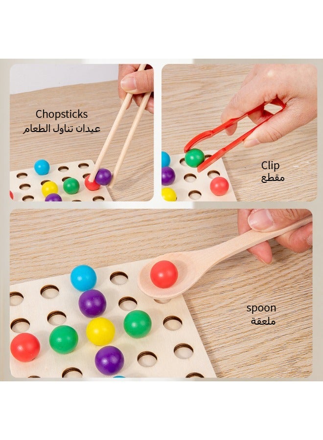 SHABILI Wooden STEM Toys Competitive Game Set for Toddlers Kids Boys Girls – Color Sorting, Logical Thinking, Motor Skills Training, PK Battle Game with Cards and Tools - Image 2