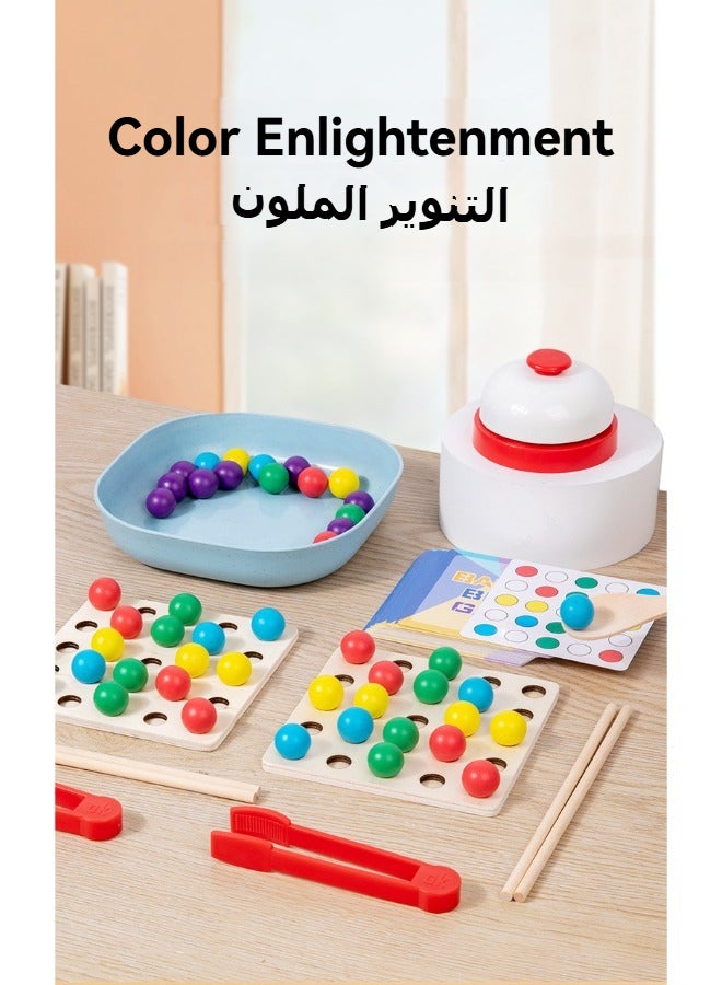 SHABILI Wooden STEM Toys Competitive Game Set for Toddlers Kids Boys Girls – Color Sorting, Logical Thinking, Motor Skills Training, PK Battle Game with Cards and Tools - Image 3