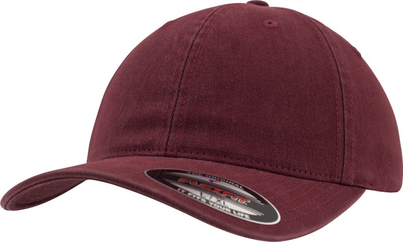 Flexfit Garment Washed Cotton Dad Hat, Maroon, S/M - Image 1