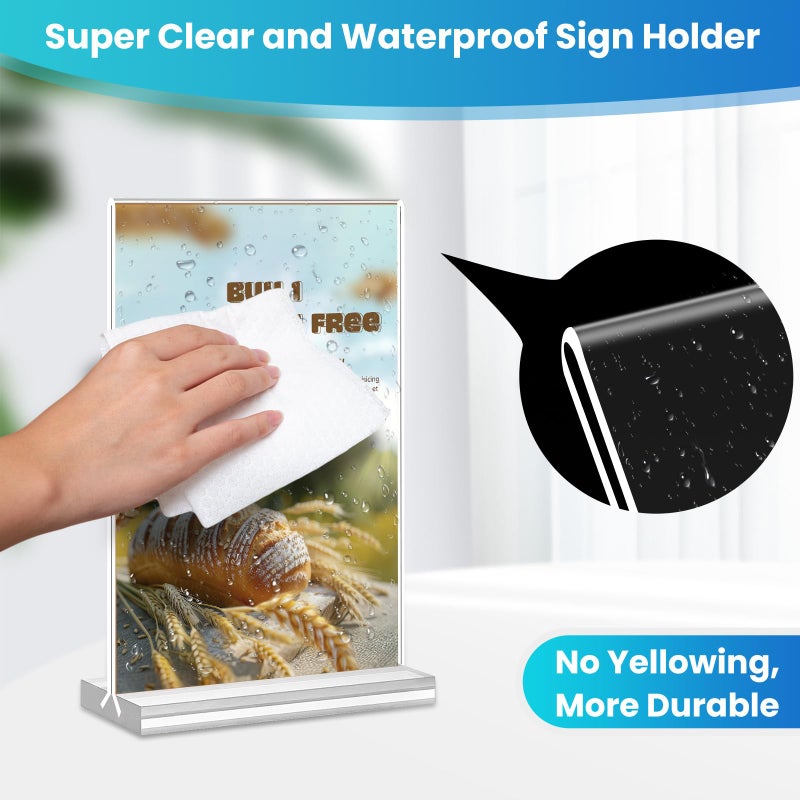 HRSDEIE Acrylic Sign Holder 4x6, 15 Pack Clear Double Sided Menu Vertical Display Stand, Desktop Paper Holder Suitable for Restaurants, Office, Store, Show Fair - Image 4