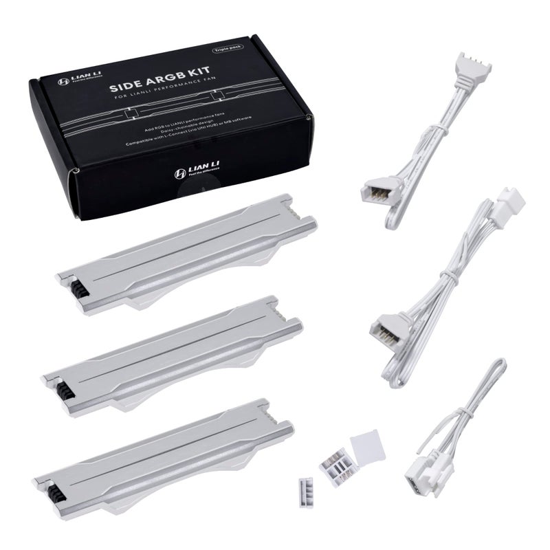 LIAN LI UNI Fan P28 Optional Side diffused RGB Strip 3 Pcs Pack,White Color Frame (Compatible with P28120-1W, P28120-3W, GA2P36W) -P28ARGB-W - Image 3