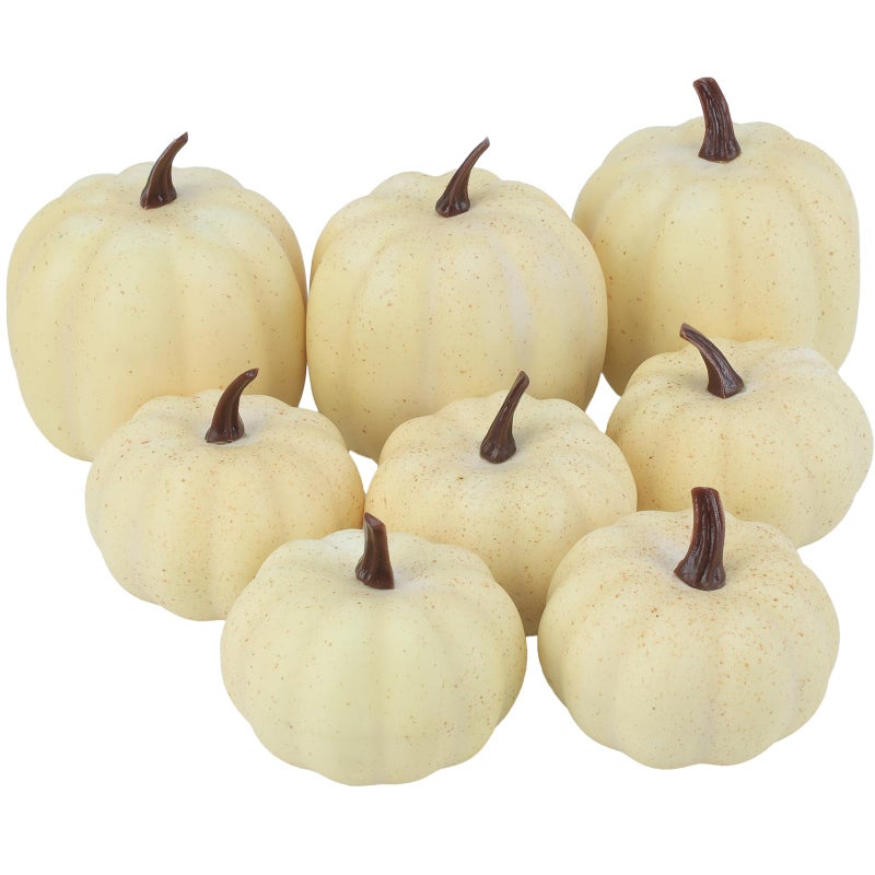 Ghrdopy Fake Pumpkins  8 Pcs White Artificial Pumpkins  Plastic Pumpkins for Thanksgiving Party Table Centerpiece Autumn Home Decoration-B - Image 1