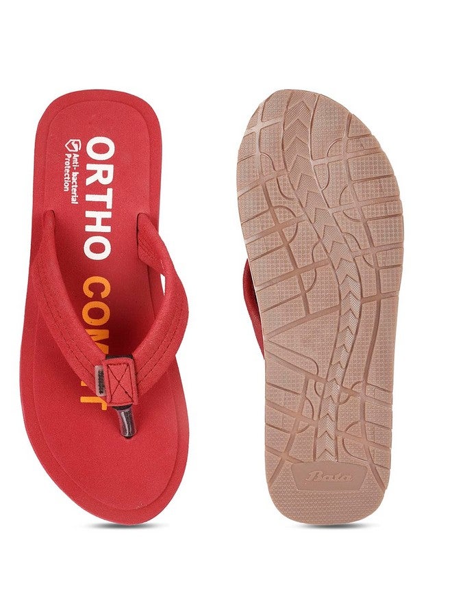 Bata Sunshine ORTHO LDS Women Casual Slipper In Red Sise- 7 - Image 4