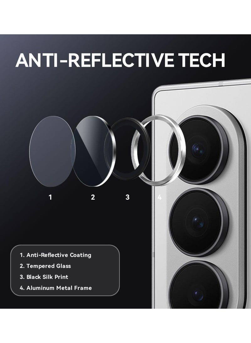 دبليو تيك حماية عدسة الكاميرا من زجاج مقسى مع حلقة من سبائك البريميوم لجهاز سامسونج جالكسي زد فولد7 5G 2025 (MLGICR) - شفاف/فضي - Image 3