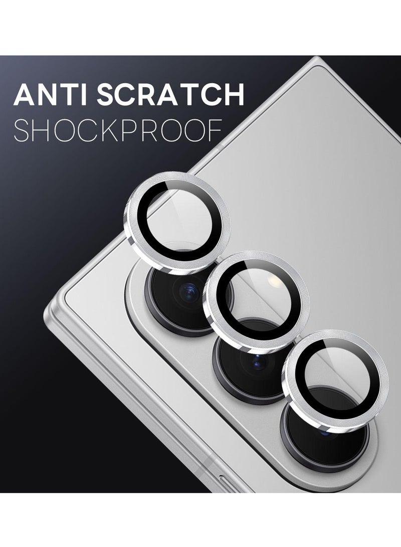 دبليو تيك حماية عدسة الكاميرا من زجاج مقسى مع حلقة من سبائك البريميوم لجهاز سامسونج جالكسي زد فولد7 5G 2025 (MLGICR) - شفاف/فضي - Image 2