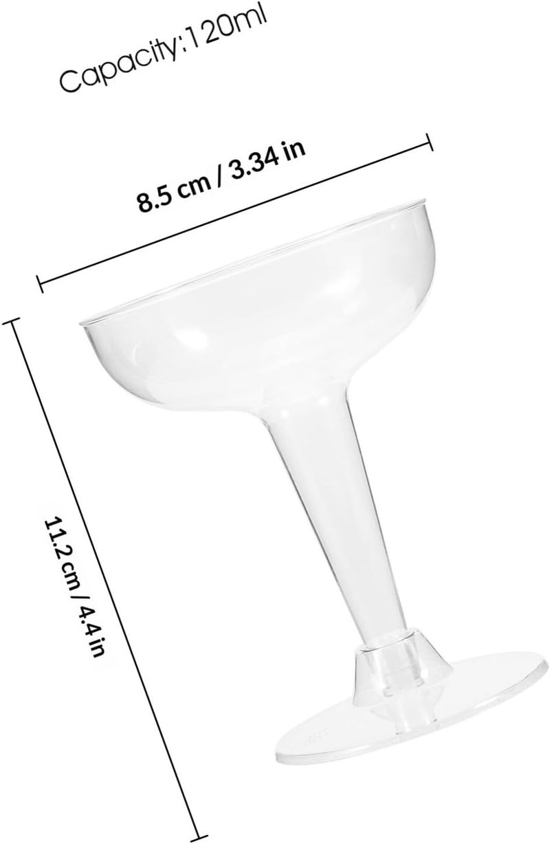 STOBAZA 20 Pcs Disposable Plastic Margarita Glasses 120ml Wide Mouth Cocktail Cups for Parties Bar Use and Beverage Serving - Image 2