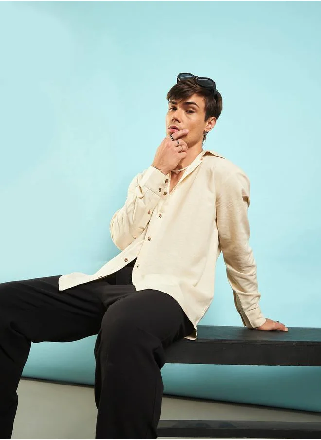 Mascln Sassafras Linen Flex Relaxed Fit Shirt by Styli