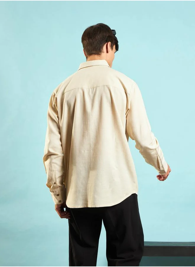 Mascln Sassafras Linen Flex Relaxed Fit Shirt by Styli