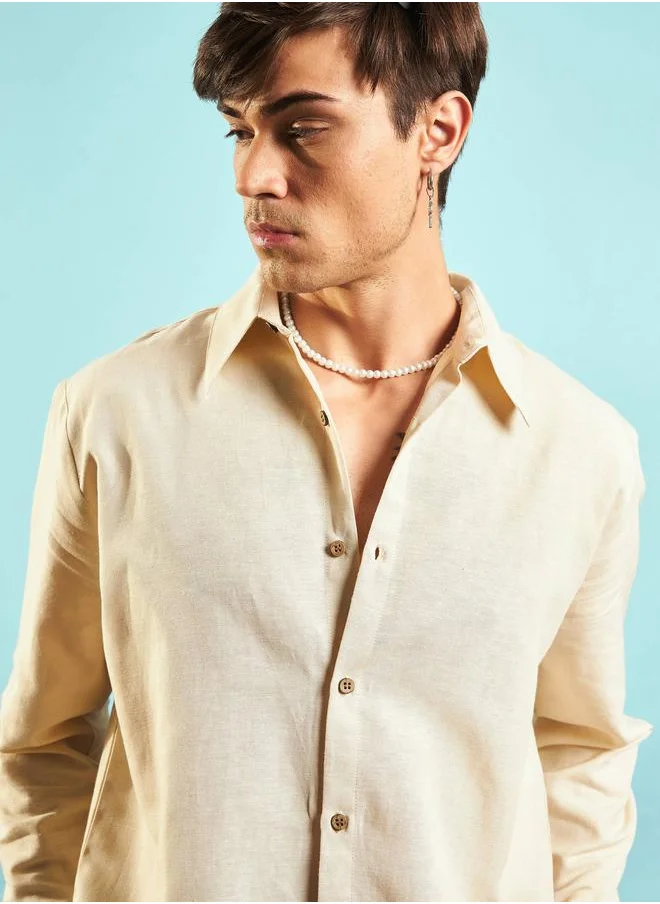 Mascln Sassafras Linen Flex Relaxed Fit Shirt by Styli