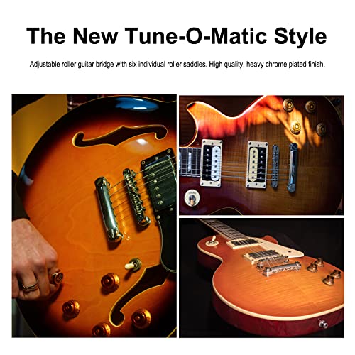 MAXCHEER A Set of String Saddle Tune-O-Matic Bridge & Tailpiece For GB LP Style Electric Guitar (Chrome) - Image 5